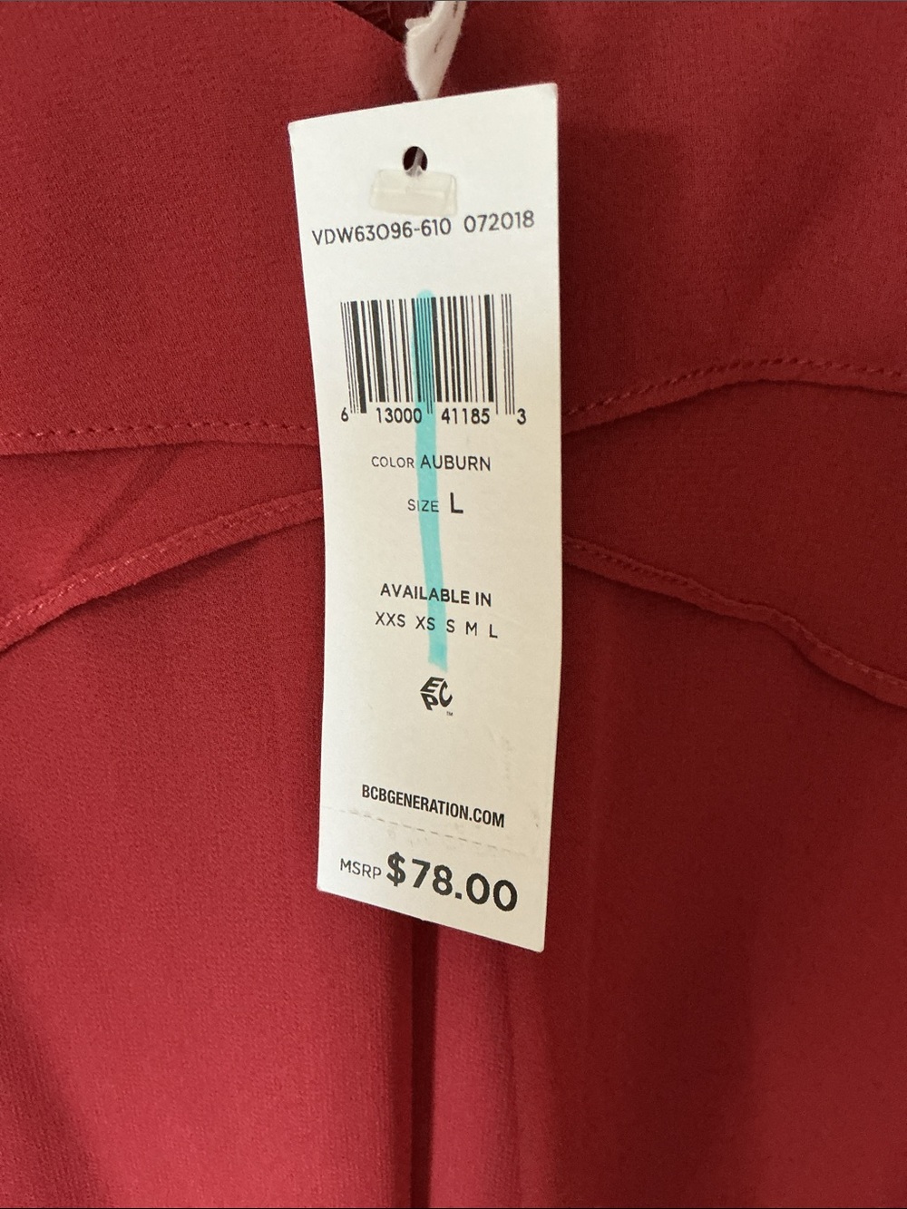 BCBGeneration Red Ruffle-Front Spaghetti Strap Top - Picture 4 of 5